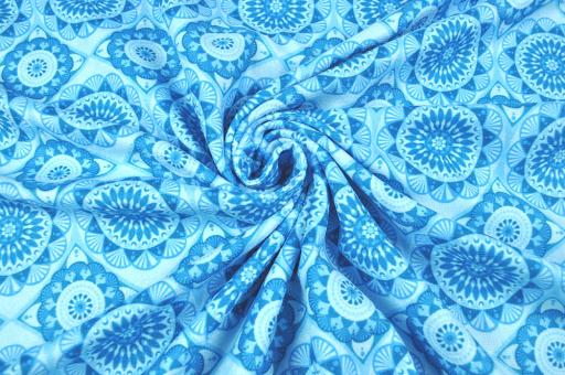 Frottee mit Fleece - Mandala Flor Hellblau/Blau
