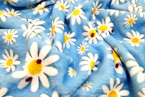 Wellness-Fleece - Margerite und Marienkäfer Hellblau