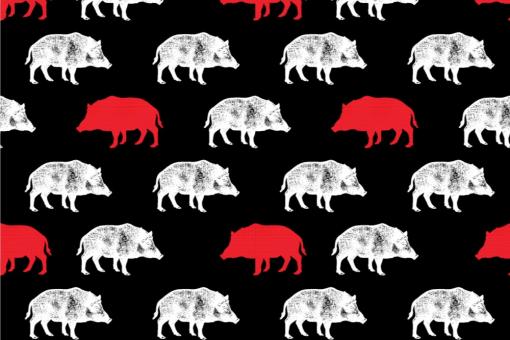 Kuschel-Fleece - Wildschweine Schwarz