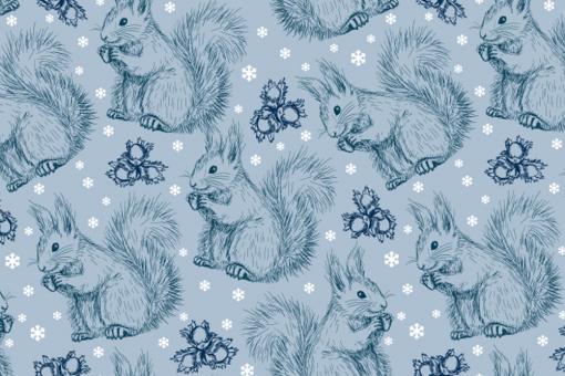 Kuschel-Fleece - Winter Squirrels Hellblau