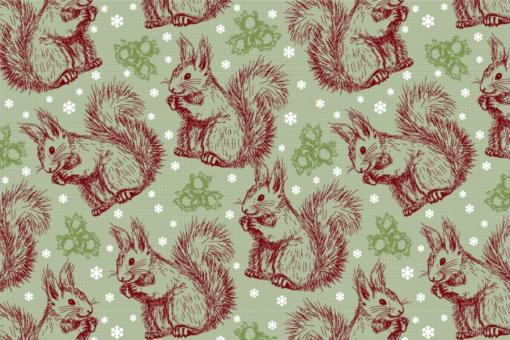 Schnee-Eichhörnchen - Türvorhang-Stoff Mint