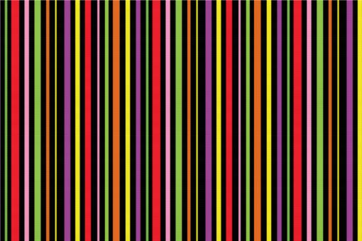 Satin Stoff - Colourful Lines Schwarz