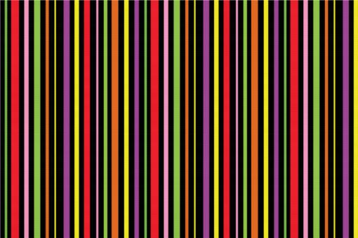 Satin Stoff - Colourful Lines Schwarz