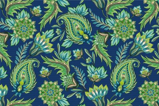 Trevira CS - Orientalisches Paisley Royalblau