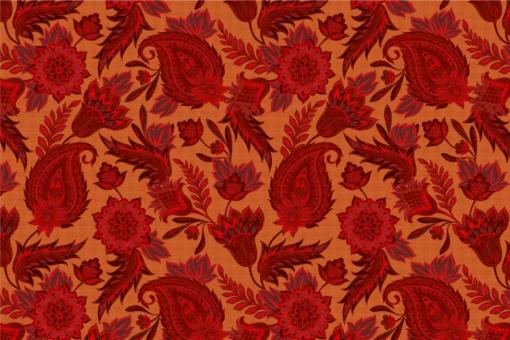 Trevira CS - Orientalisches Paisley Rot/Terra