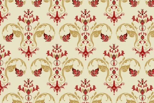 Samt-Stoff - Louis Moderno Gold/Rot