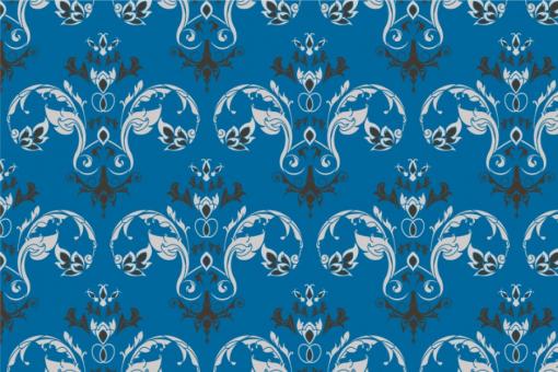 Samt-Stoff - Louis Moderno Silber/Blau