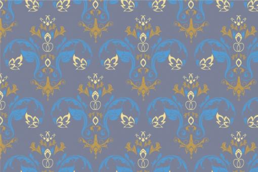 Samt-Stoff - Louis Moderno Blau/Gold