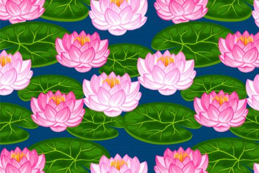Dekostoff - Lotus-Blumen Blau