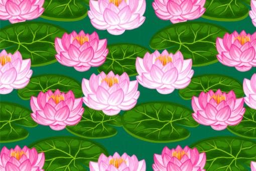 Dekostoff - Lotus-Blumen Grün