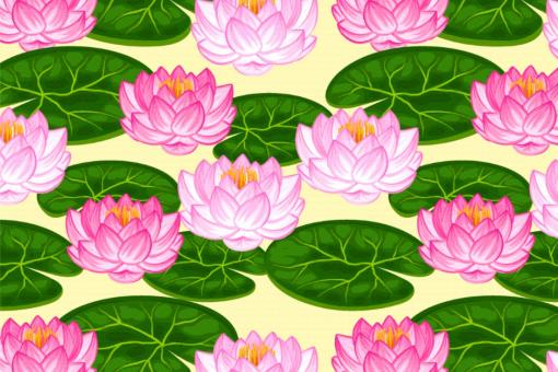 Dekostoff - Lotus-Blumen Vanille