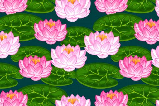 Dekostoff - Lotus-Blumen Petrol