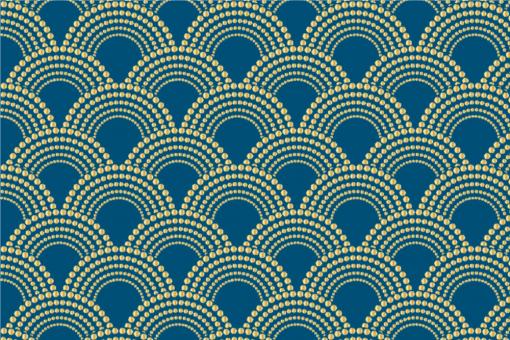 Pannesamt - Chinese Waves Blau/Gold