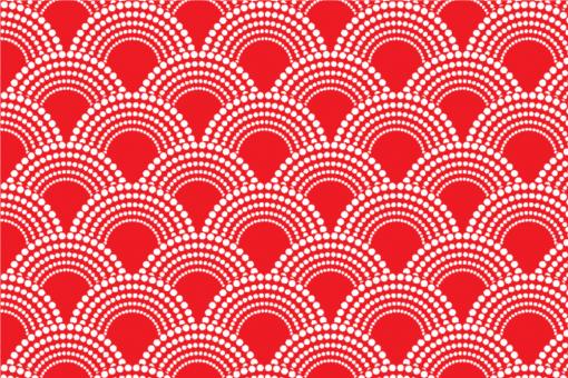 Pannesamt - Chinese Waves Rot/Weiß