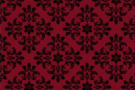 Pannesamt - Barock - Luxury-Ornament Schwarz/Rot