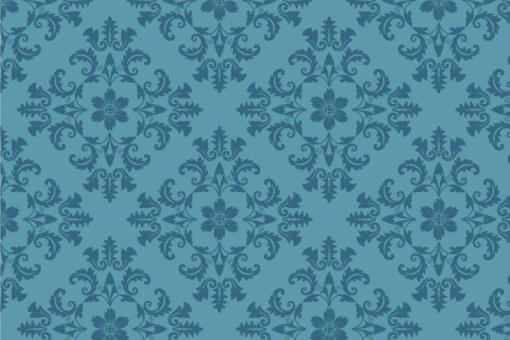 Pannesamt - Barock - Luxury-Ornament Blau/Dunkelblau