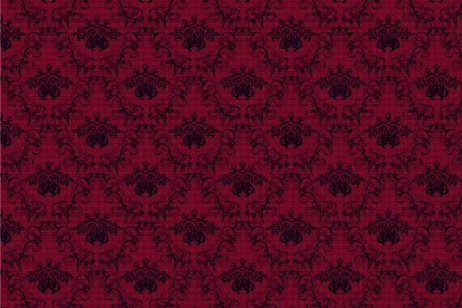 Pannesamt-Stoff - Barock-Design Dunkelrot/Schwarz