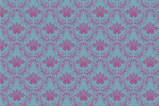 Pannesamt-Stoff - Barock-Design Hellblau/Pink