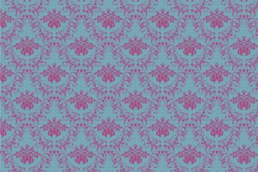 Pannesamt-Stoff - Barock-Design Hellblau/Pink