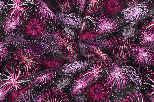 Satin Stoff - Feuerwerk Pink