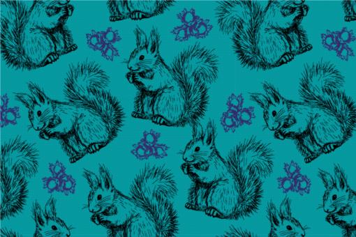 Squirrels - Dekostoff Petrol