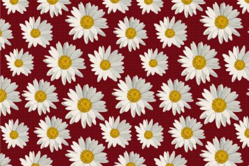 Deko-Stoff - Daisy Flowers Bordeaux