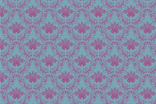 Türvorhang-Stoff - Barock-Design Hellblau/Pink