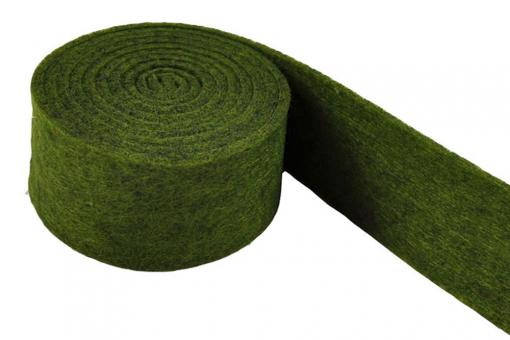 Deko-Filzband - 4 cm breit - 1,5 Meter-Rolle - 3 mm stark - Uni Grün meliert