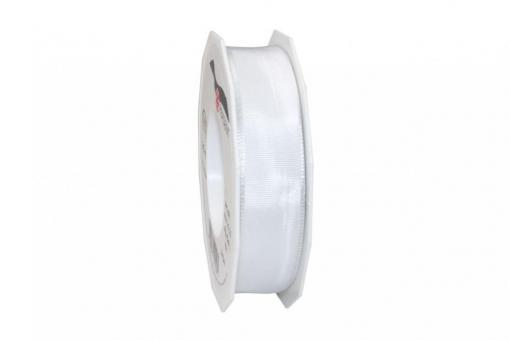 Seidenband Drahtkante 25 mm breit - 25-m-Rolle Weiß