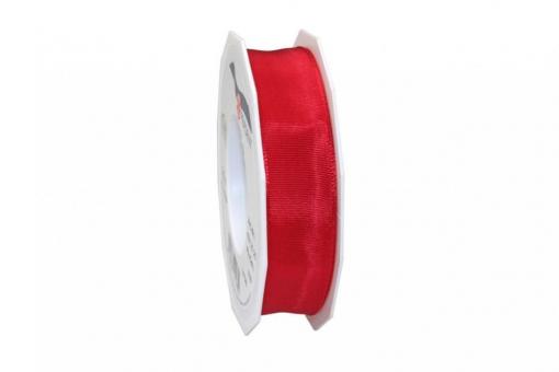 Seidenband Drahtkante 25 mm breit - 25-m-Rolle Rot