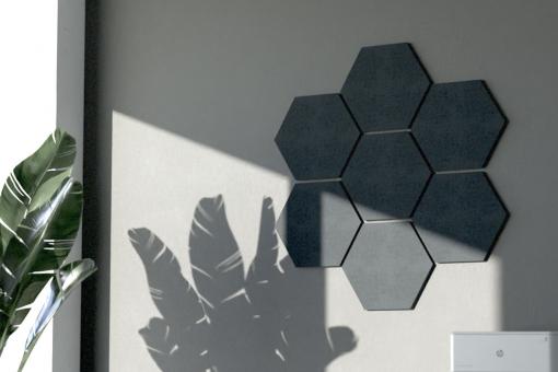 Akustikpaneel Wand - Blue Fiber - Hexagon 40 - inkl. Befestigung Anthra Grey
