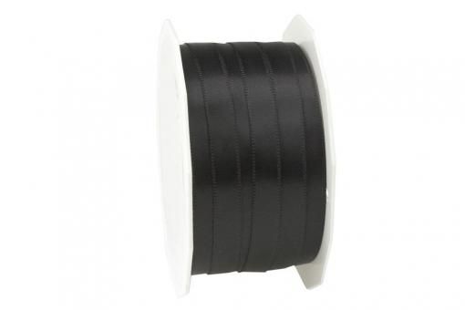 Satinband - 10 mm breit - 25-m-Rolle Schwarz
