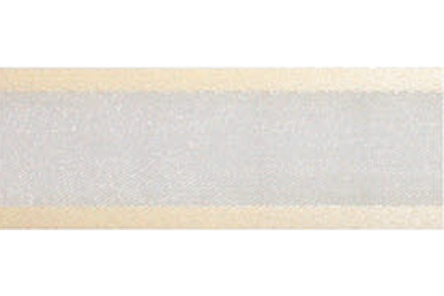 Organzaband Satinkante 25 mm - 25 m-Rolle Creme