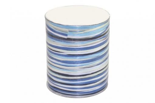 Bast-Geschenkband - matt - Multicolor - 2 mm, 50 m Rolle Weiß/Blautöne