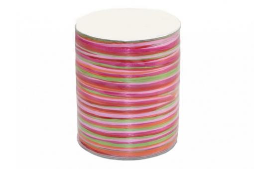 Bast-Geschenkband - matt - Multicolor - 2 mm, 50 m Rolle Pinktöne/Orange/Hellgrün