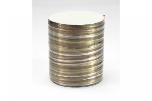 Bast-Geschenkband - glänzend - Multicolor - 2 mm, 50 m Rolle Gold/Silber/Weiß