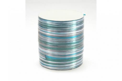 Bast-Geschenkband - glänzend - Multicolor - 2 mm, 50 m Rolle Weiß/Türkistöne