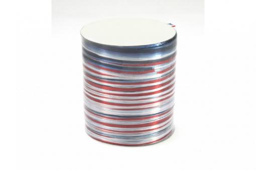 Bast-Geschenkband - glänzend - Multicolor - 2 mm, 50 m Rolle Weiß/Blau/Rot