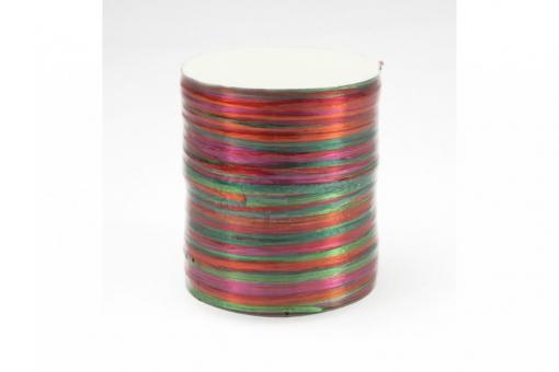 Bast-Geschenkband - glänzend - Multicolor - 2 mm, 50 m Rolle Rottöne/Grüntöne