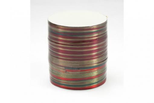 Bast-Geschenkband - glänzend - Multicolor - 2 mm, 50 m Rolle Gold/Rottöne