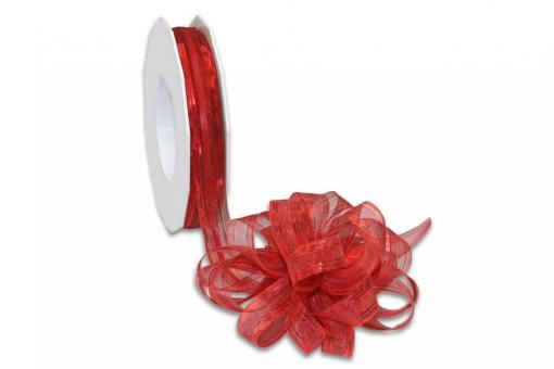 Ziehschleifenband Amelia - 15 mm breit - 20-Meter-Rolle Rot