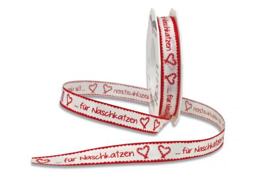 Geschenkband - "für Naschkatzen" - 15 mm breit - 20 m-Rolle 