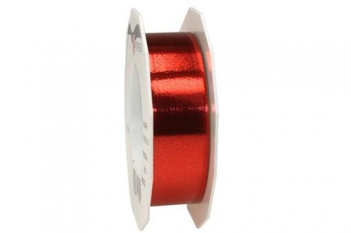 Band - Metallic - 25 mm -  25 m-Rolle - Rot 