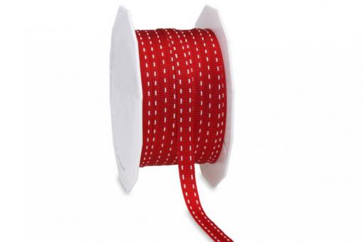 Dekorationsband - Flechtbändchen - 7 mm breit - 20 m Rot/Weiß