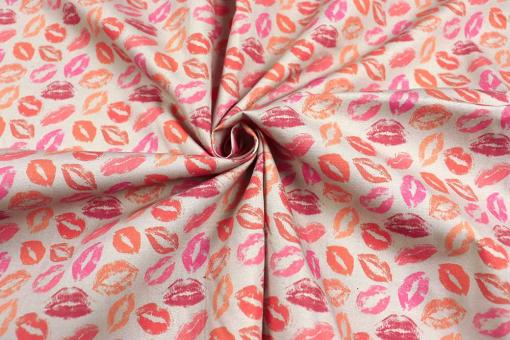 Baumwollstoff - Kiss me Grau