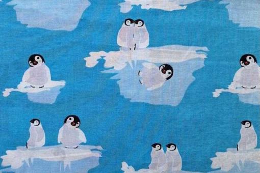 Baumwollstoff - Planschende Pinguine 
