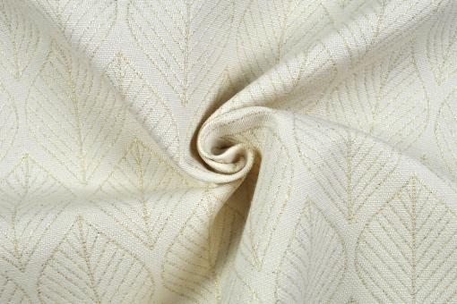 Jacquard-Dekostoff - Modern Leaves - Creme/Gold-Glitter 