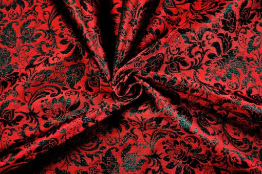 Zweiseitiger Jacquard - A Fleurs - Rot/Schwarz 