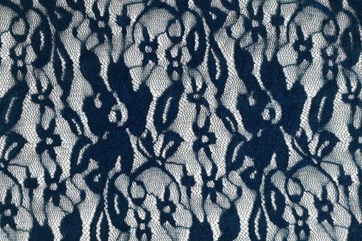 Wäsche-Spitze Stretch - Flora Nachtblau