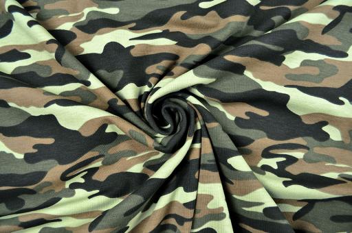 Camouflage - Jersey-Stoff - Grün-/Brauntöne 